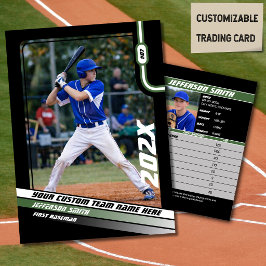 Baseball Player Trading Card Custom Green Gift Telefonnummerkarte