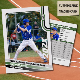 Baseball Player Trading Card Custom Green Gray Telefonnummerkarte