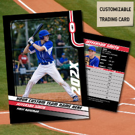 Baseball Player Trading Card Custom Red Gift Telefonnummerkarte