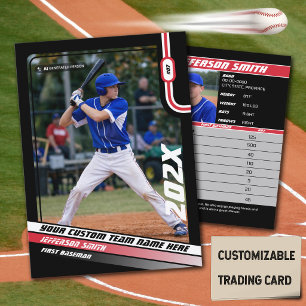 Baseball Player Trading Card Custom Red Gift Telefonnummerkarte