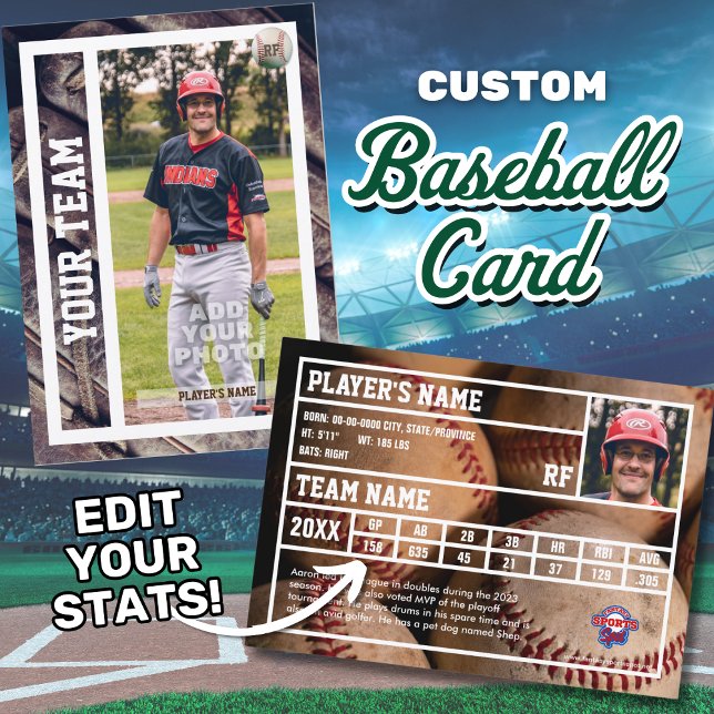 Baseball Player Trading Card Souvenir Telefonnummerkarte (Edit your personal baseball stats to customize your own baseball trading card!)