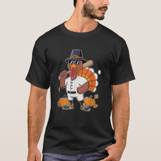 Baseball Player Türkei Funny Erntedank Day Boys T-Shirt