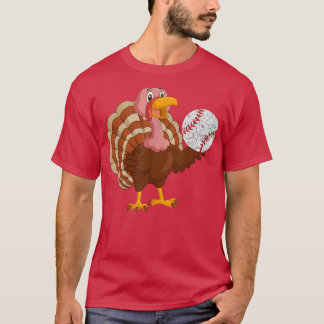 Baseball Player Türkei Sonniger Erntedank Tag T-Shirt