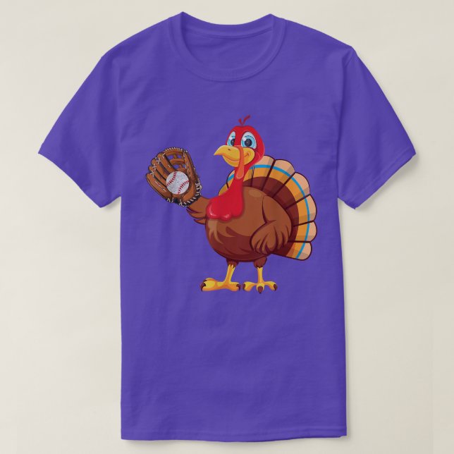 Baseball Player Turkey Funny Erntedank Day T-Sh T-Shirt (Design vorne)