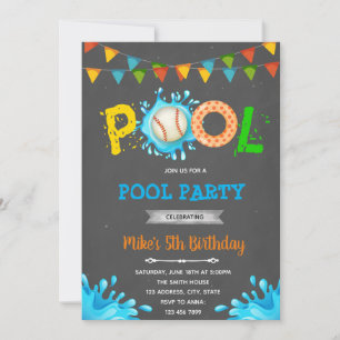 Baseball-Pool-Party Einladung