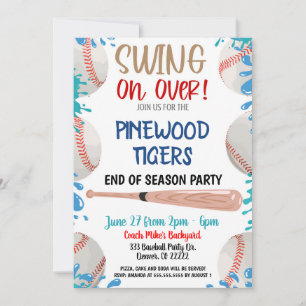 Baseball-Poolparty-Einladung Einladung