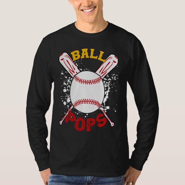 Baseball Pops Ball Softball  Fathers Day T-Shirt (Vorderseite)