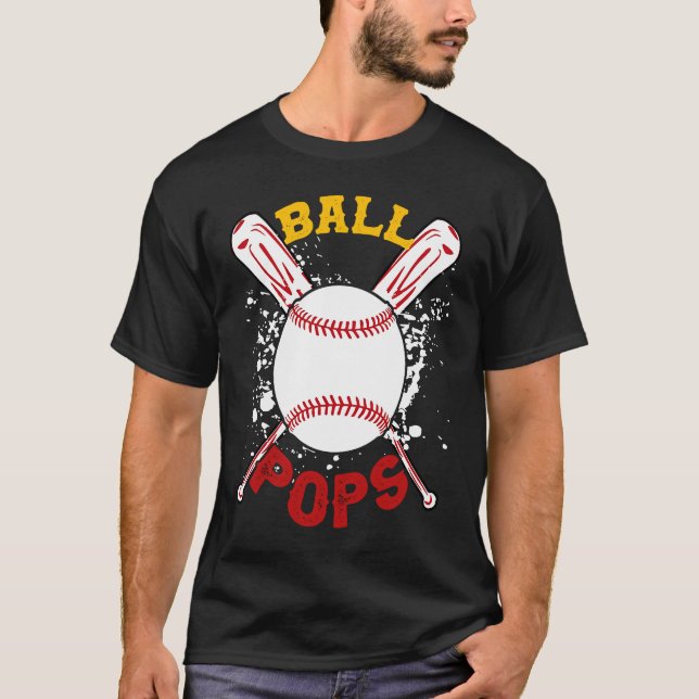Baseball Pops Ball Softball  Fathers Day T-Shirt (Vorderseite)