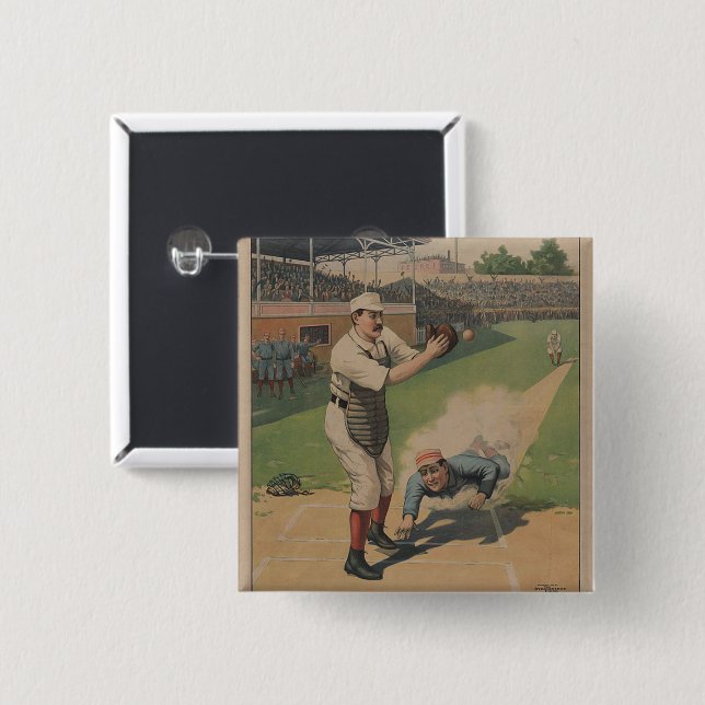 Baseball-Poster-Button Button (Vorne & Hinten)