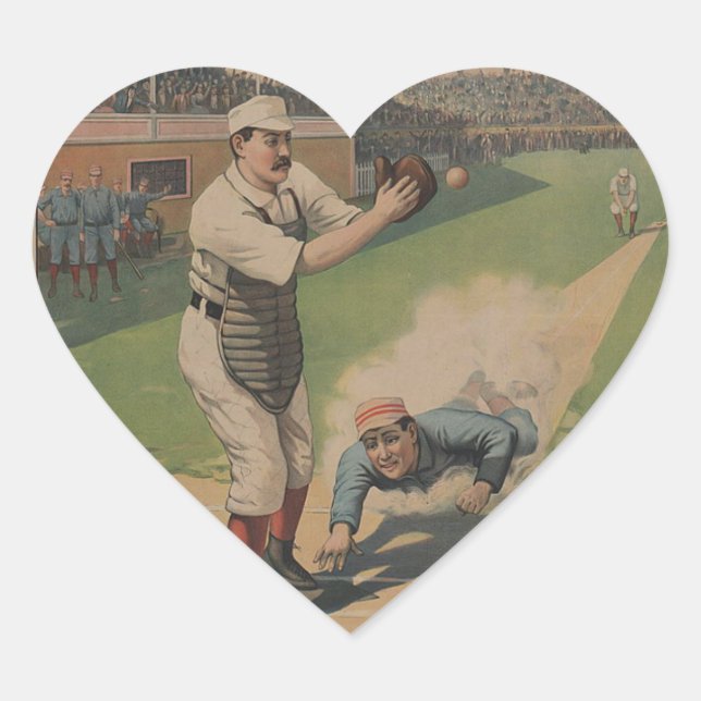 Baseball Poster Herz-Aufkleber (Vorderseite)