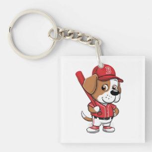 Baseball Puppy-Cartoon Schlüsselanhänger