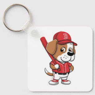 Baseball Puppy-Cartoon Schlüsselanhänger