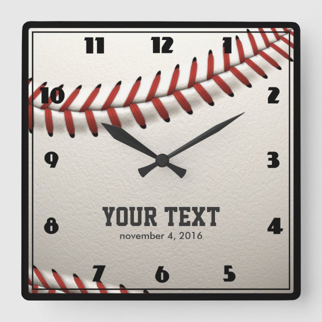 Baseball Quadratische Wanduhr (Vorderseite)