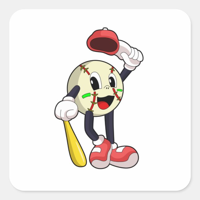 Baseball Quadratischer Aufkleber (Vorderseite)