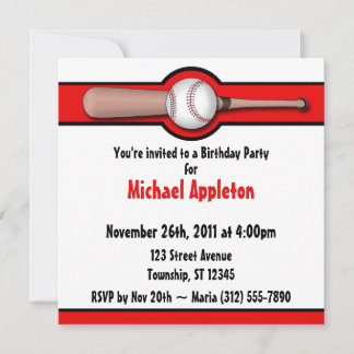Baseball Red Birthday Einladungen