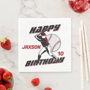 Baseball Red Black jedes Alter glücklich Geburtsta Serviette