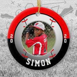 Baseball Red Black Team Colors Keramik Ornament