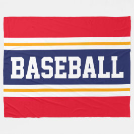 BASEBALL Red White Navy Blue Athletic Stripes Fleecedecke