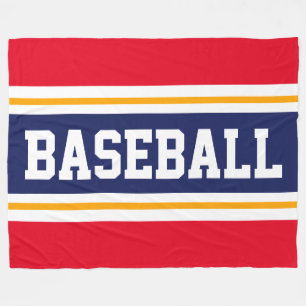 BASEBALL Red White Navy Blue Athletic Stripes Fleecedecke
