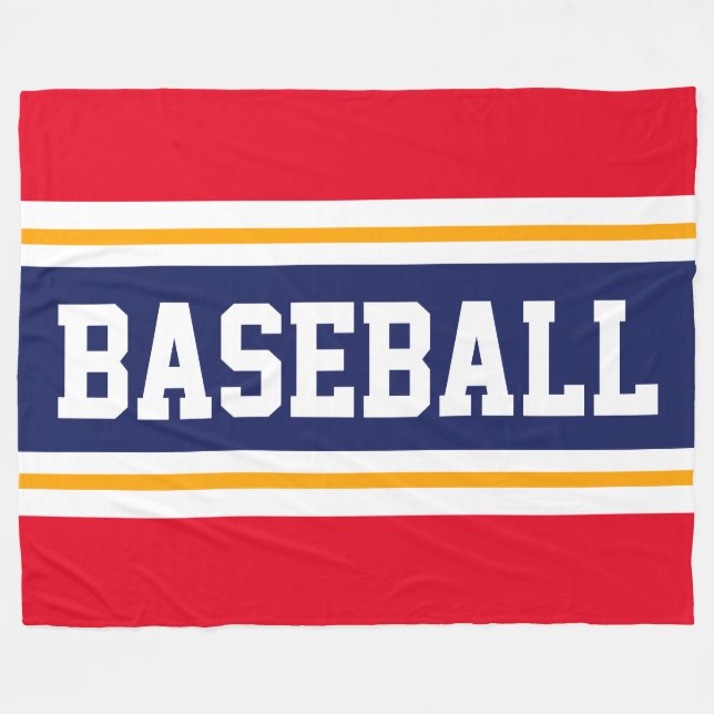 BASEBALL Red White Navy Blue Athletic Stripes Fleecedecke (Vorderseite (Horizontal))