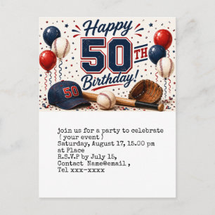 Baseball rettet das Datum 50. Geburtstagsfeier  Postkarte