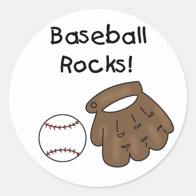 Baseball Rocks T - Shirt und Geschenke Runder Aufkleber (Vorderseite)
