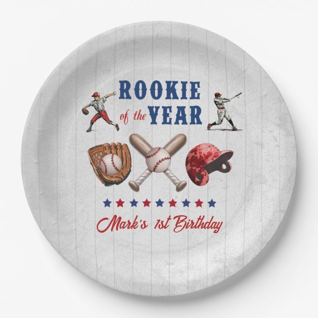 Baseball Rookie 1. Geburtstag Party Paper Teller (Vorderseite)
