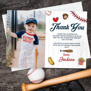 Baseball Rookie Boys Geburtstag Danke Karte