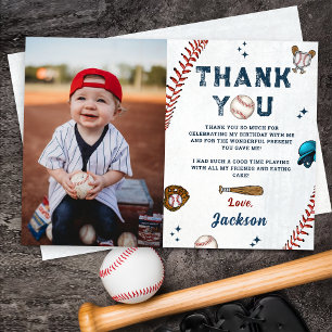 Baseball Rookie Boys Geburtstag Foto Danke Karte