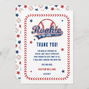 Baseball Rookie des 1. Geburtstags-Party Dankeskarte