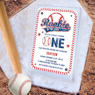 Baseball Rookie des Jahres 1. Geburtstagsfeier Acryleinladungen