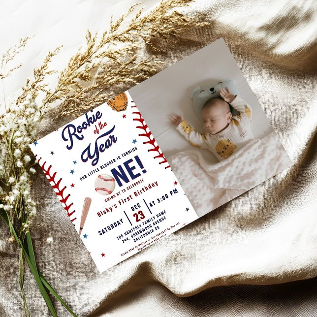 Baseball Rookie des Jahres Baseball 1. Geburtstag Einladung (Von Creator hochgeladen)