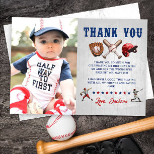 Baseball Rookie Geburtstag Foto Danke Karte