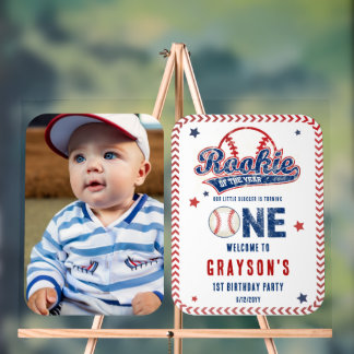 Baseball Rookie Photo 1st Birthday Party Acrylschild