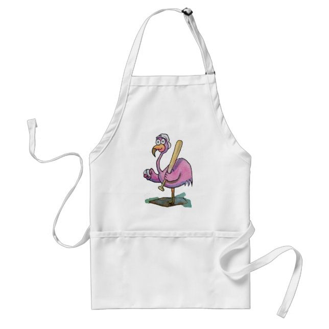 Baseball-rosa Flamingo-wunderliches Aquarell Schürze (Vorne)