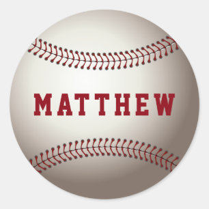 Baseball Rot Personalisierter Name Runder Aufkleber