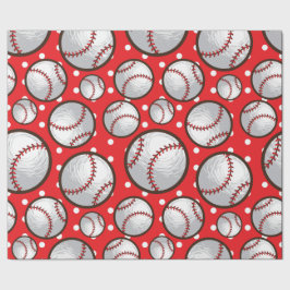 Baseball, rot-weiß-Design Geschenkpapier