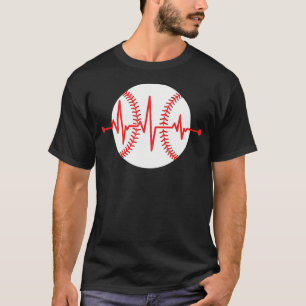 Baseball Rotes Herzfrequenz-Sport Spieler Weiß T-Shirt