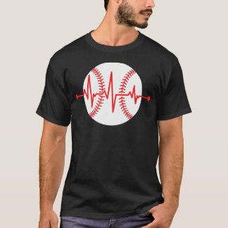 Baseball Rotes Herzfrequenz-Sport Spieler Weiß T-Shirt