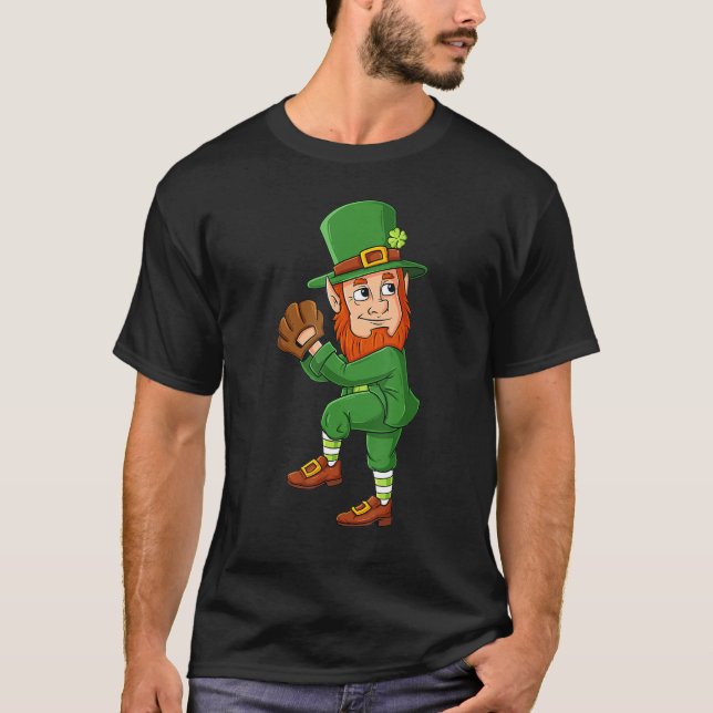 Baseball Saint Patricks Day Leprechaun Pitcher Boy T-Shirt (Vorderseite)