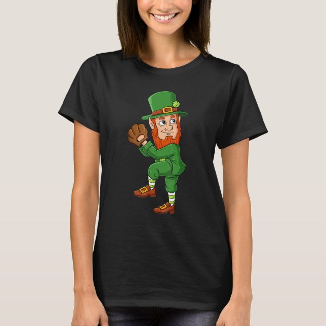Baseball Saint Patricks Day Leprechaun Pitcher Boy T-Shirt (Vorderseite)