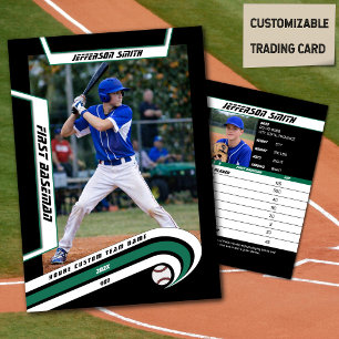Baseball-Sammelkarten Lebendig Grün Schwarz Telefonnummerkarte