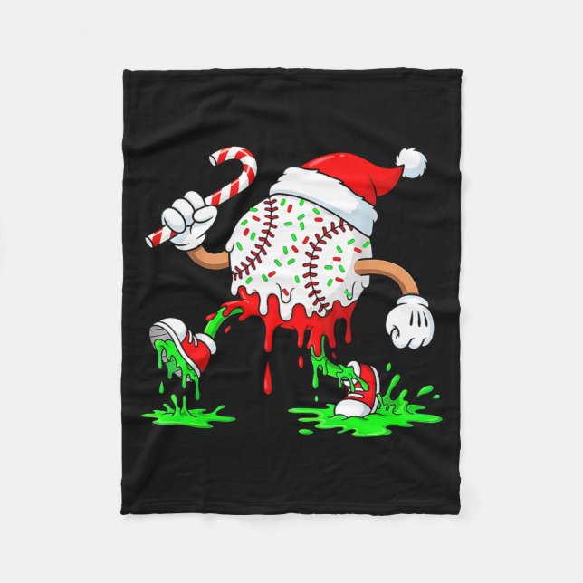 Baseball Santa Hat Christmas Ice Cream Drip Candy  Fleecedecke (Vorderseite)