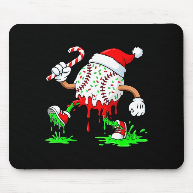 Baseball Santa Hat Christmas Ice Cream Drip Candy  Mousepad (Vorne)