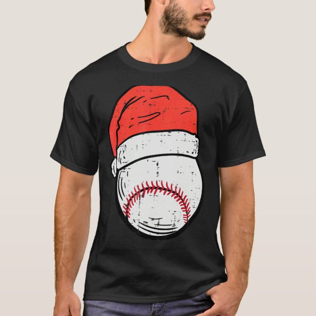 Baseball Santa Hat Sports Christmas Xmas Boys Men T-Shirt (Vorderseite)