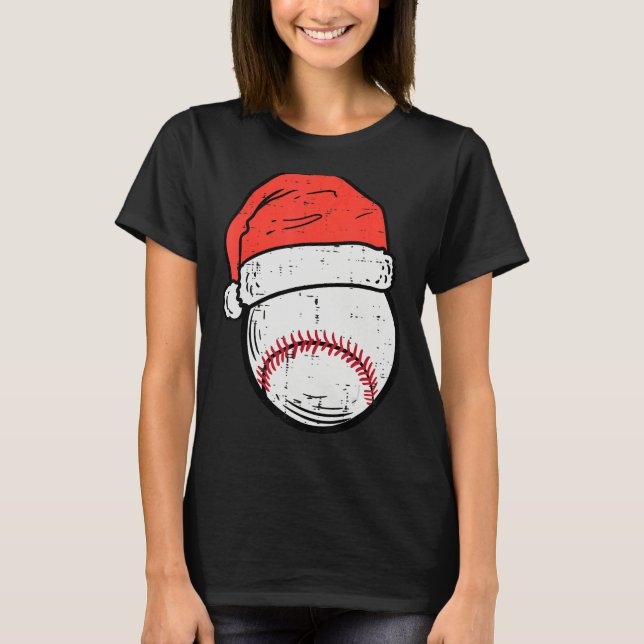 Baseball Santa Hat Sports Christmas Xmas Boys Men T-Shirt (Vorderseite)