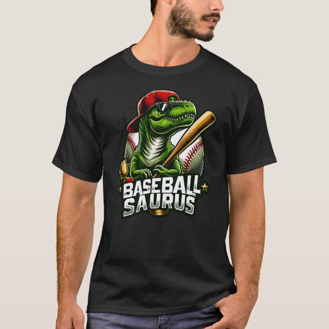 Baseball Saurus Dinosaur Softball Baseball Sports  T-Shirt (Vorderseite)