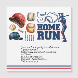 Baseball Save the Date 50. Geburtstagsparty Magnetkarte