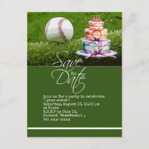 Baseball Save the Date auf grünem Gras auf der Pos Postkarte