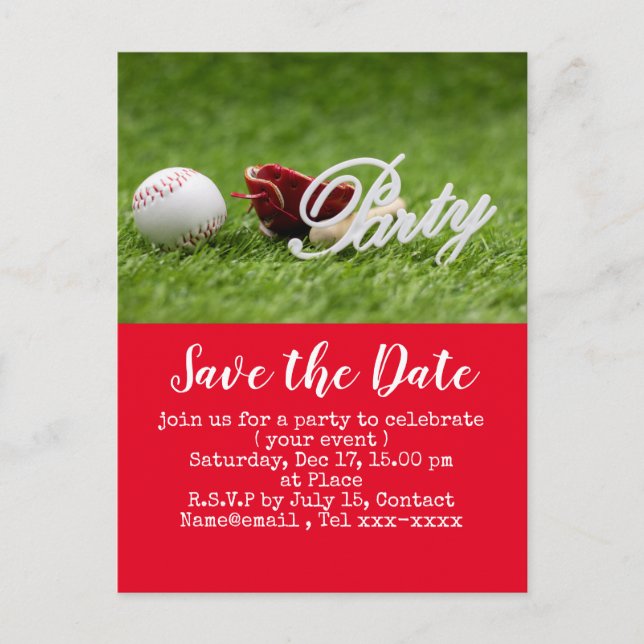 Baseball Save the Date für Baseball-Party Postkarte (Vorderseite)